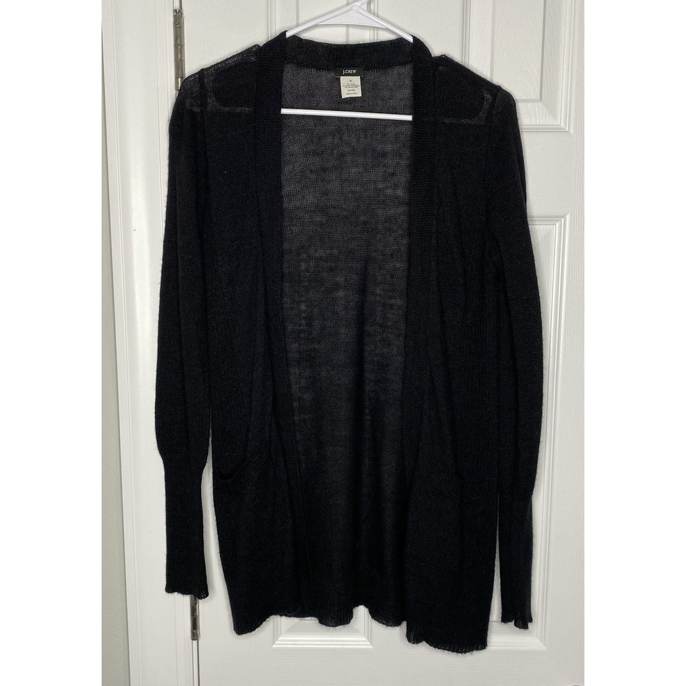 J Crew Women's Alpaca Wool Blend Open Cardigan Black Size Medium